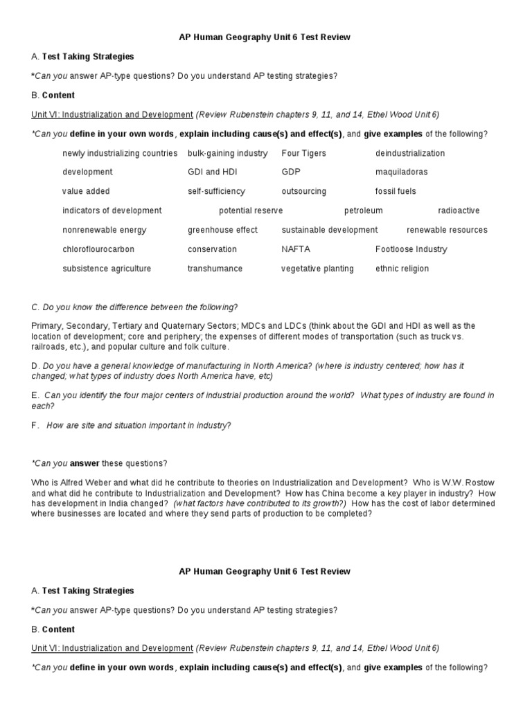 Ap Human Geography Grand Review Packet Answer Key Ap Human G