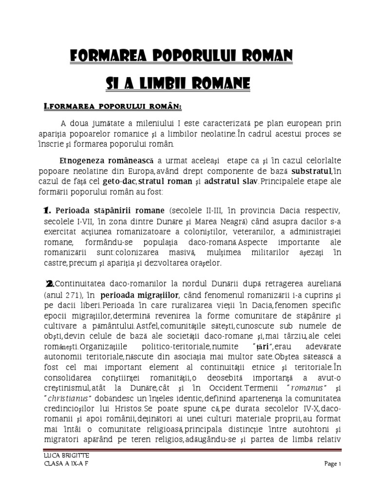 Misty import Surgery Formarea Poporului Roman Si A Limbii Romane | PDF