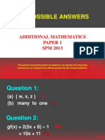 My Possible Answers: Additional Mathematics Paper 1 SPM 2013