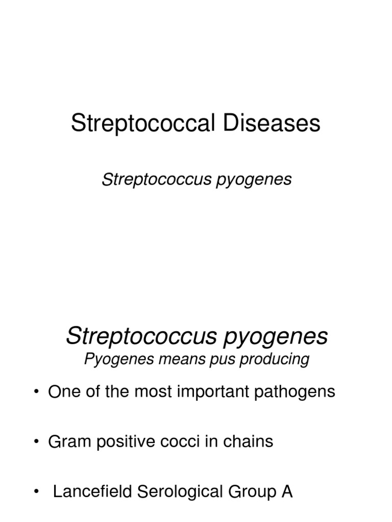 Streptococcal Diseases: Streptococcus Pyogenes | PDF | Streptococcus ...