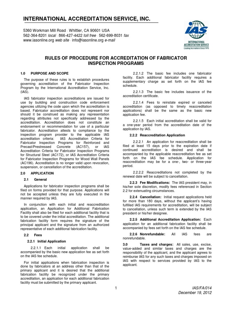 Fabricator Inspection Program Rules and Procedures | PDF | Precast ...