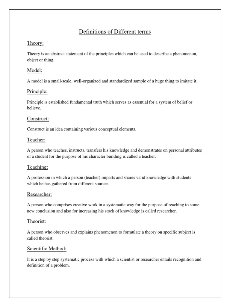 Definitions of Different Terms | PDF