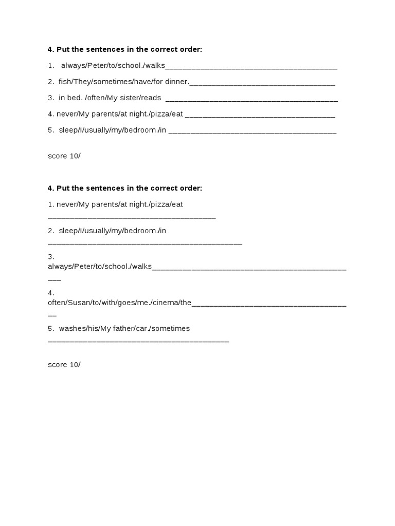 Put The Sentences in The Correct Order | PDF