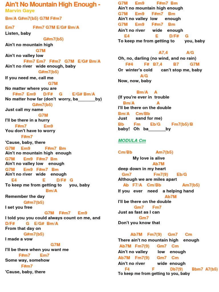 Paroles Ain T No Mountain High Enough Ain't No Mountain High Enough - Cifra | Motown | Environment | Free 30