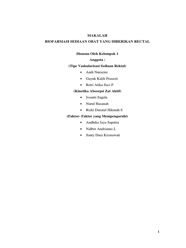 Biofarmasi Sediaan Obat Rektal | PDF