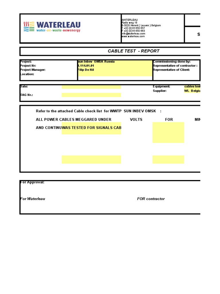 Cable Test Report N N | PDF