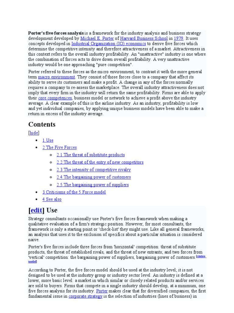 Porter's Five Forces Framework Explained | PDF | Business Economics ...