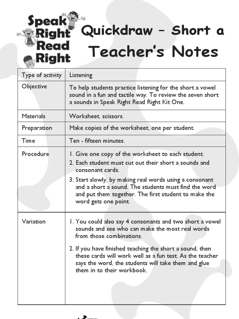 Phonics - Short a Worksheet