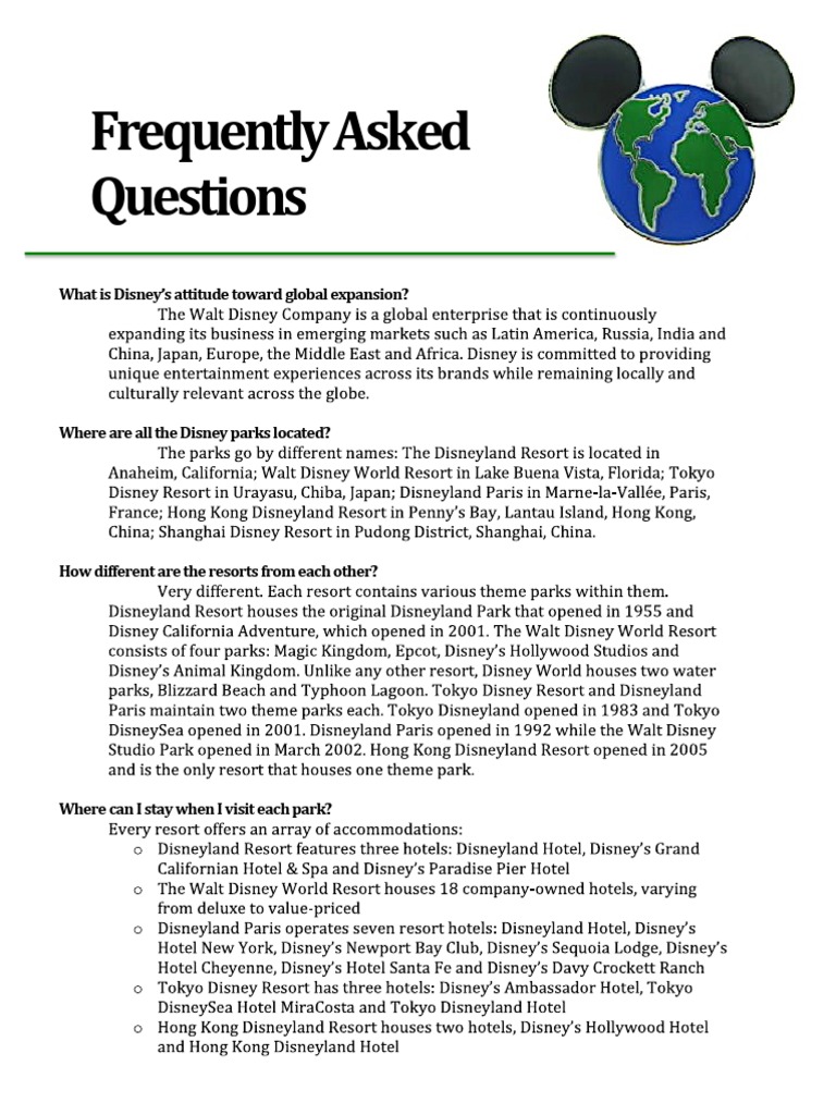 Disney Parks: Global Expansion FAQs | PDF