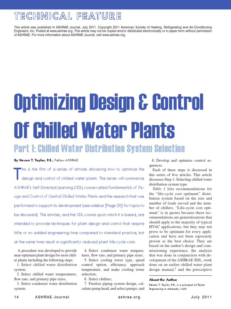 Optimizing Design & Control of Chilled Water Plants | PDF | Pump | Valve