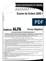 Exame OAB 2008-1 Prova Objetiva - Caderno Alfa