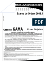 Exame OAB 2008-1 Prova Objetiva - Caderno Gama