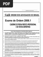 Exame OAB 2008-1 Prova Prático Profissional - Direito Empresarial