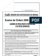 Exame OAB 2008-1 Prova Prático Profissional - Direito Penal e Direito Processual Penal