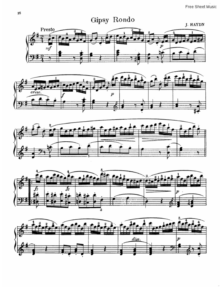 Gypsy Rondo Sheet Music Performing Arts Sound