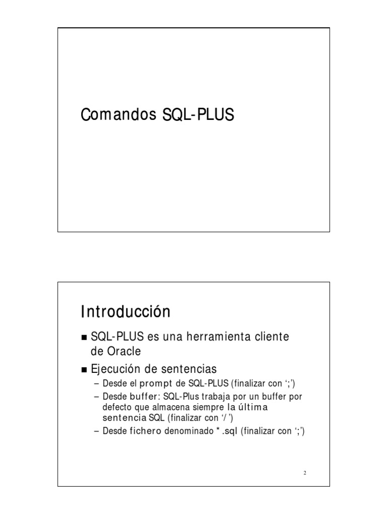 Comandos SQL Plus | PDF | SQL | Datos de computadora