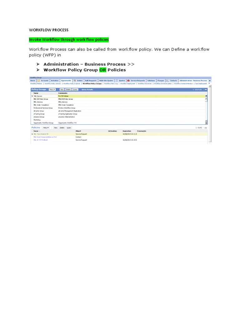 Siebel Workflow Policy Overview | PDF