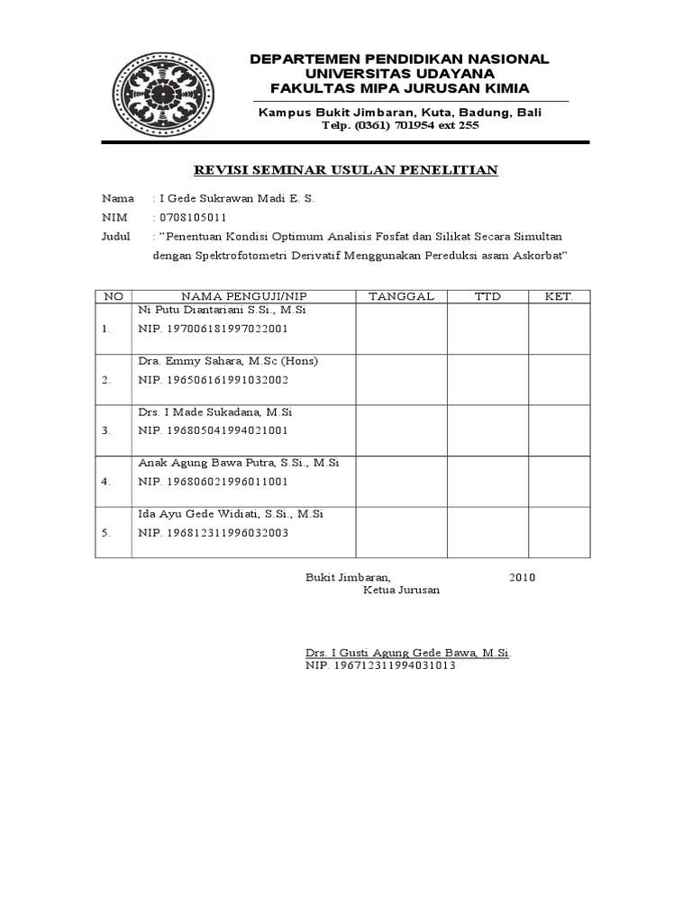 Form Revisi Up | PDF