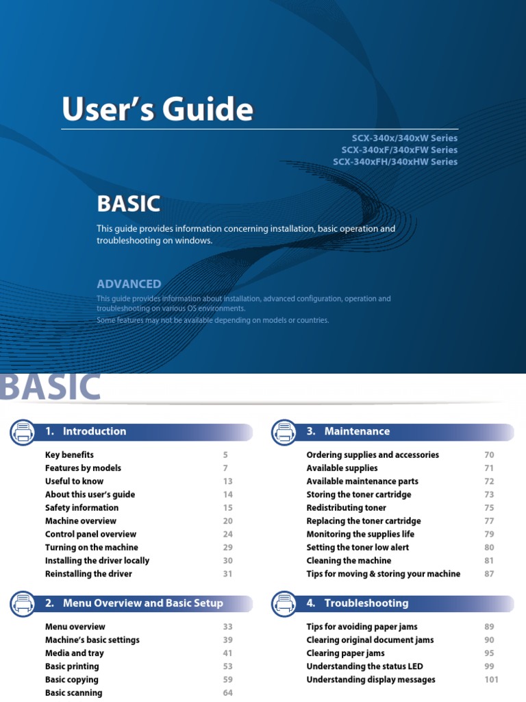 Printer manual for Samsung SCX 3405FW | Instalação (Programas de