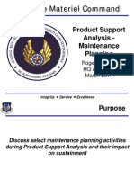 Product Support Analysis - Maintenance Planning