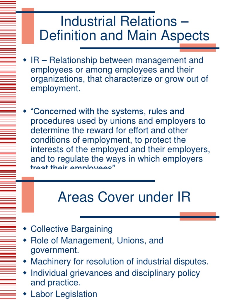 Industrial Relations Definition and Main Aspects PDF