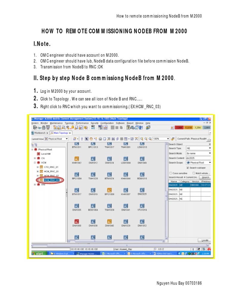 How To Commissioning Nodeb From M2000 | PDF