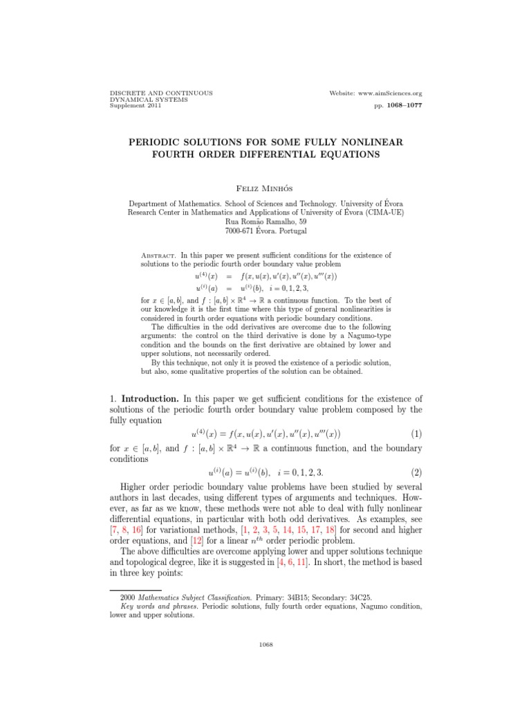 Discrete and continuous dynamical systems supplement 2011 pp 1068 1077