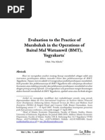 Download Evaluation to the Practice of Murabahah in the Operations of Baitul Mal Wattamwil BMT Yogyakarta by La Riba Jurnal Ekonomi Islam SN227165058 doc pdf