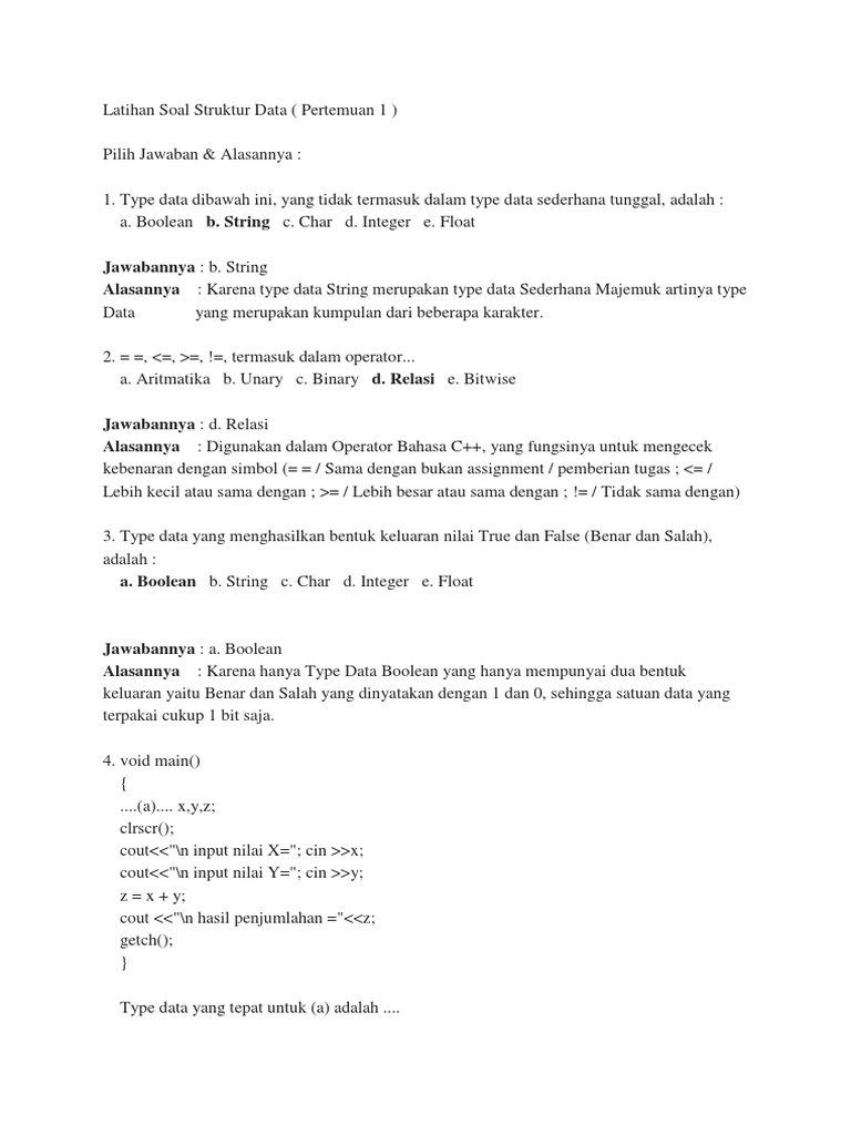 Latihan Soal Struktur Data Uts