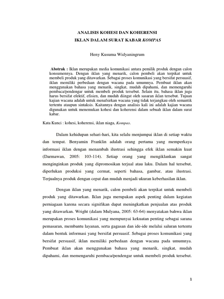 Artikel Analisis Kohesi Dan Koherensi