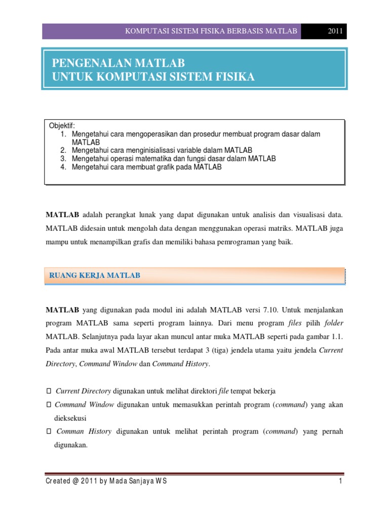 Modul 1 Pengenalan Matlab