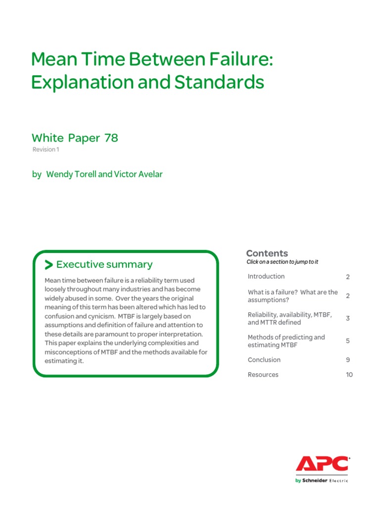 Mean Time Between Failure PDF Reliability Engineering Prediction
