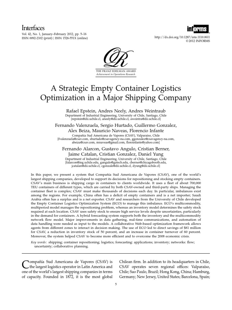 A Strategic Empty Container Logistics-Libre | PDF | Containerization ...