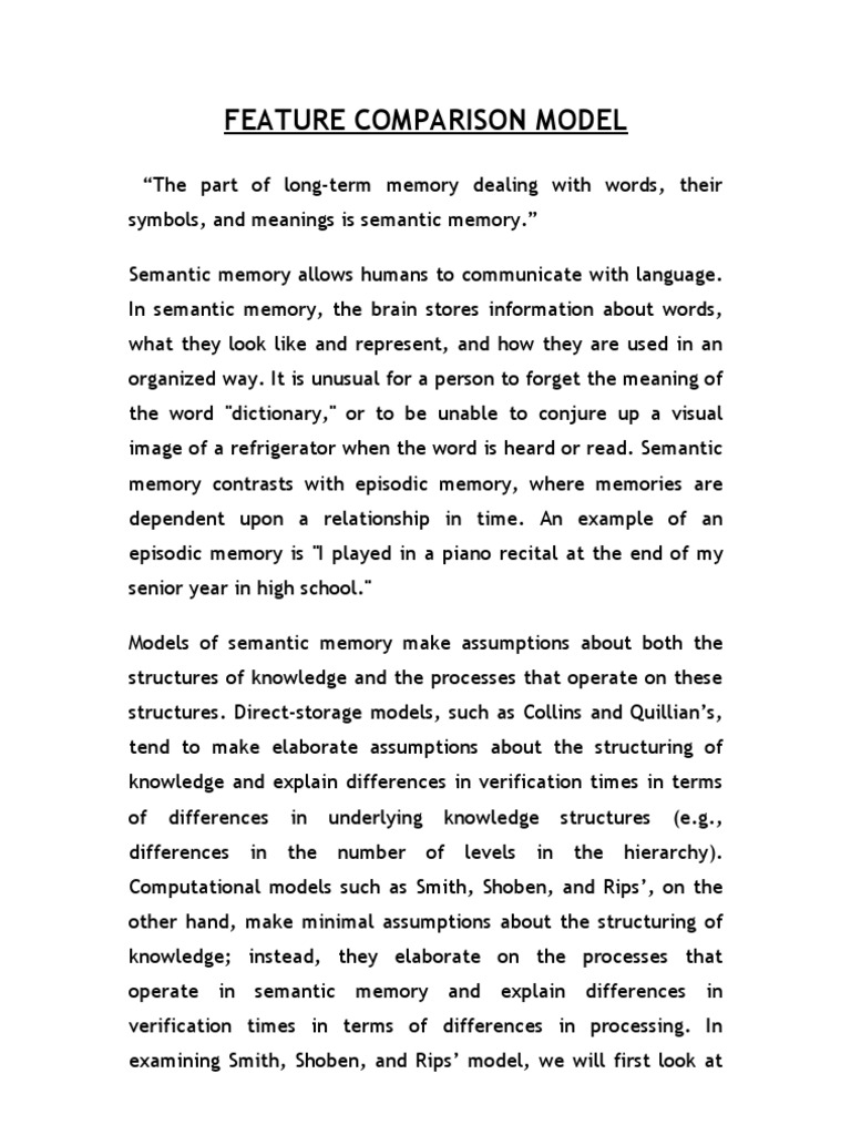 Feature Comparison Model | PDF | Memory | Semantics