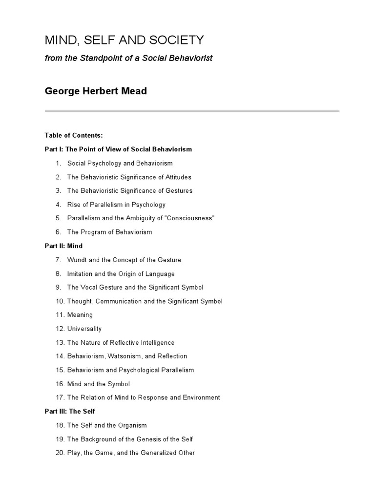 Mead Mind Self and Society PDF