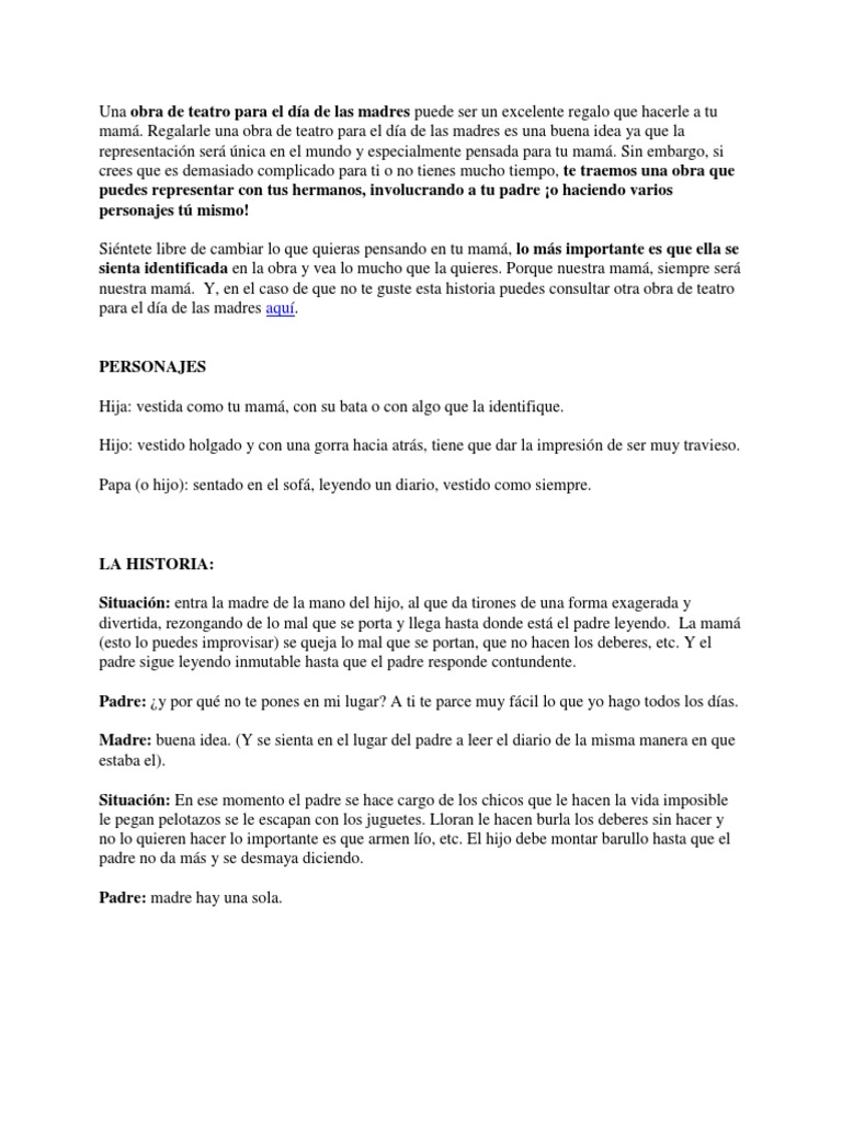 Obra de teatro para el Día de las Madres | PDF | Artes del Lenguaje y ...