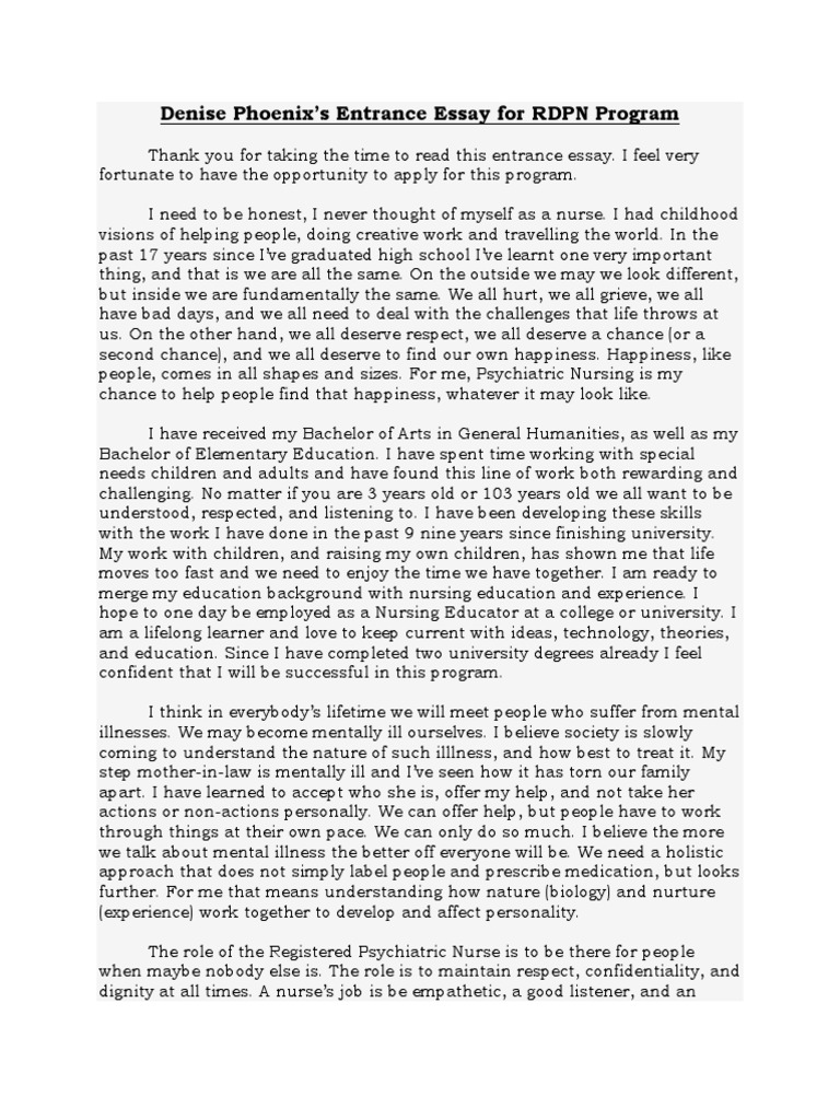 Denise Phoenix's Psychiatric Nursing Essay | PDF | Psychiatric And ...