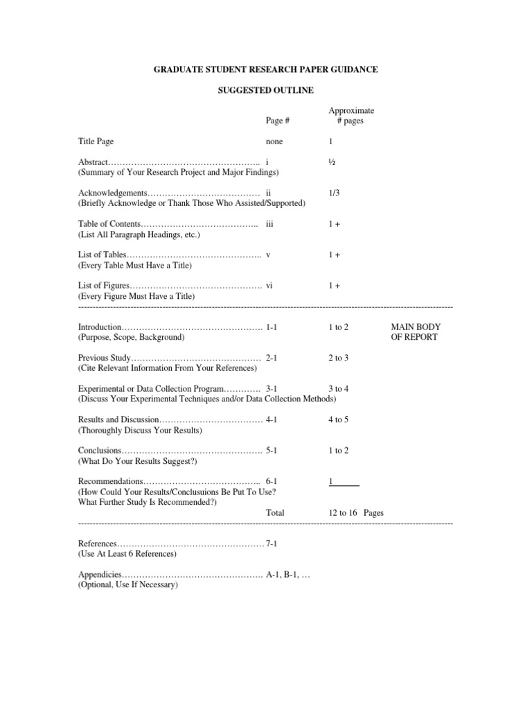 Graduate Paper Suggested Outline | PDF
