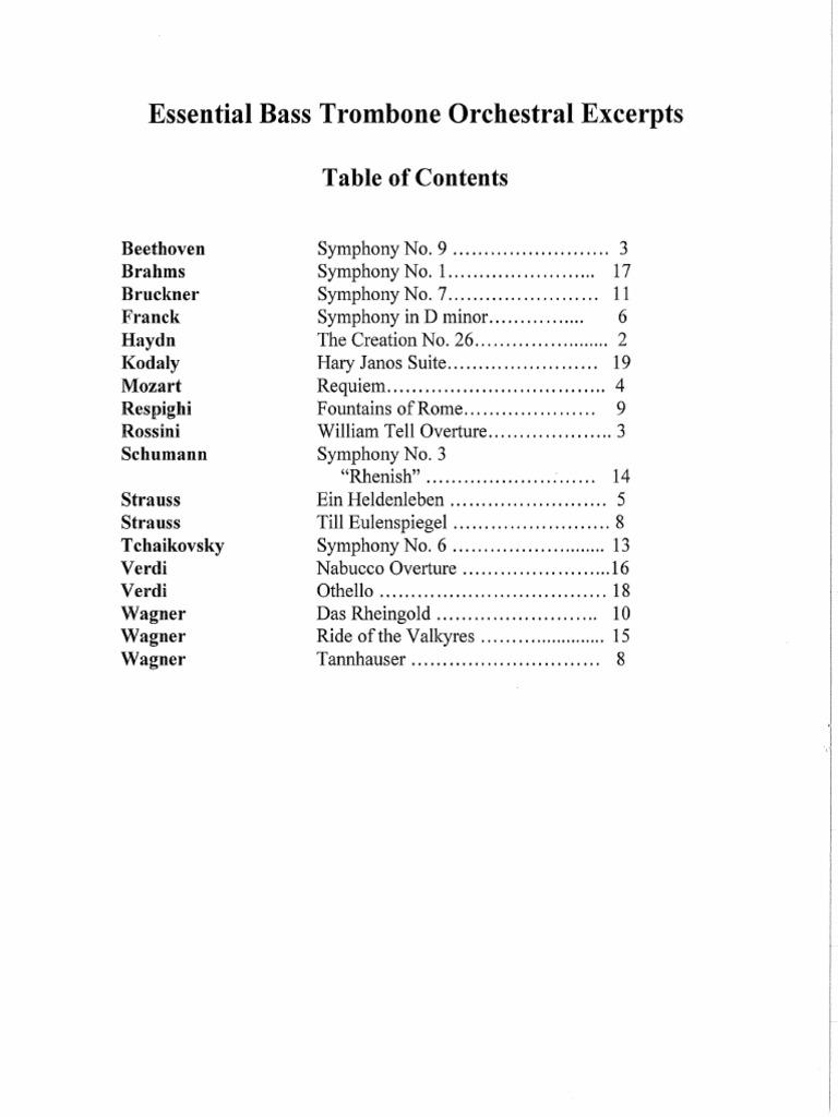 Essential Bass Trombone Orchestral Excerpts PDF Aerophones Brass Instruments