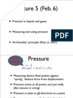 Lecture 5 (Feb. 6) : Pressure in Liquids and Gases