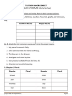Tuition Worksheet: Ex. A. Choose The Words Below and Write Them in Their Correct Column