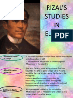 Rizal'S Studies IN Europe