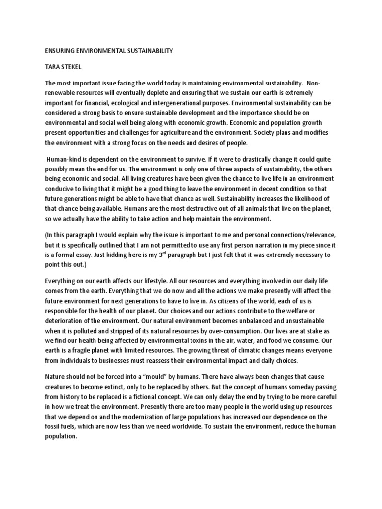 Importance of Environmental Sustainability | PDF | Sustainability ...