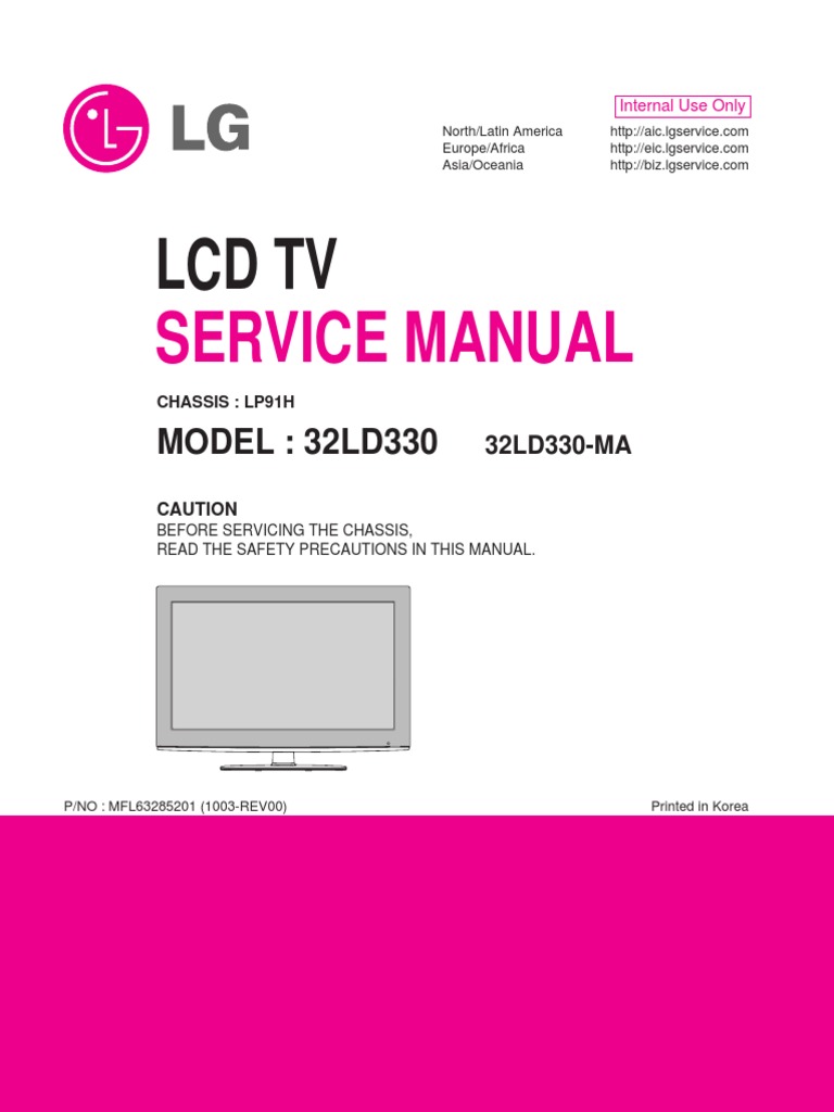 Manual de Servicio Tv Lg 32ld330 | Alternating Current | Hdmi