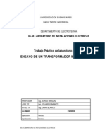 Ensayo de Un Transformador Monofasico: Trabajo Práctico de Laboratorio #2