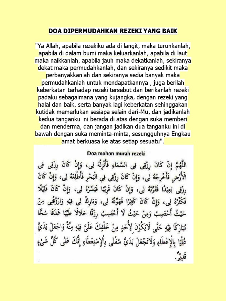 Doa Ditambahkan Rezeki Yang Baik Pdf