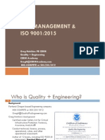 Risk Management & ISO 9001:2015: Greg Hutchins PE CERM Quality + Engineering CERM Academy