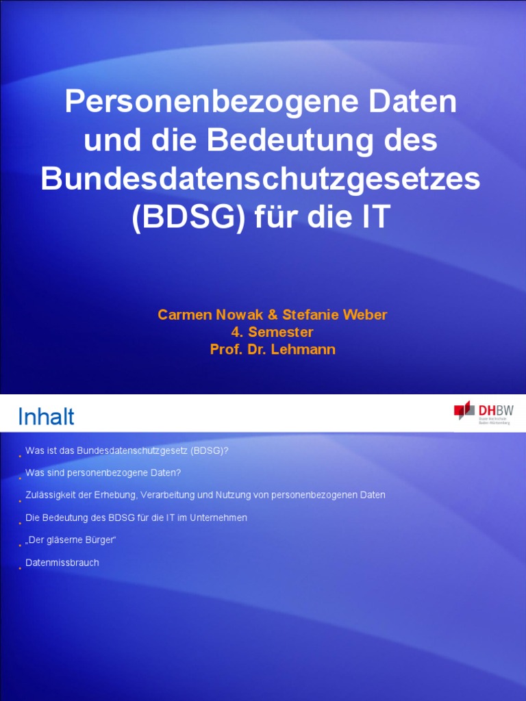 Personenbezogene Daten Und Das sg