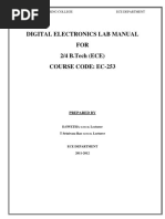 Digital Electronics Lab Manual FOR 2/4 B.Tech (ECE) Course Code: Ec-253