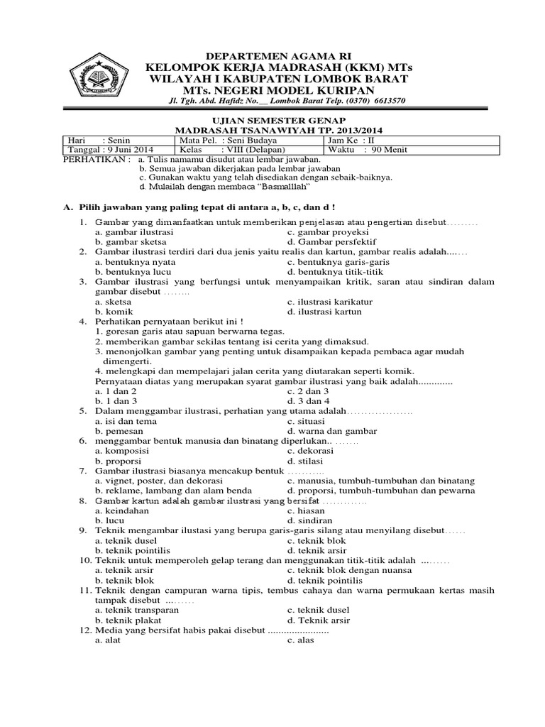 Soal Pat Sbdp Kls 8 Semester 2